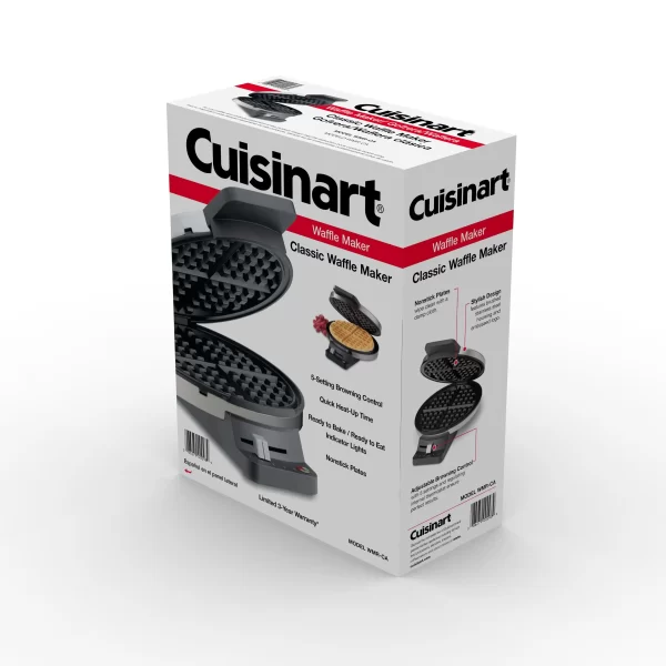 1-Waffle Round Electric Waffle Maker, Stainless Steel - Image 2