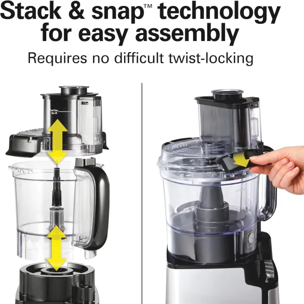 Food Processor and Vegetable Chopper, BPA Free, Stainless Steel Blades, 12 Cup Bowl, 2-Speed 450 Watt Motor, Black (70725A) - Image 2
