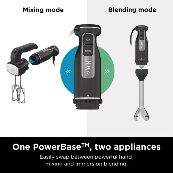 Ninja Foodi Power Mixer System, Black Hand Blender and Hand Mixer Combo with Whisk and Beaters, CI100 - Image 4