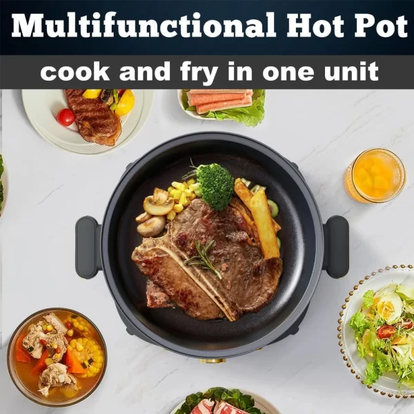 Electric Pot with Removable Pot, 4L Non-Stick Hot Pot Electric with Dual-Power Control, Electric Pot with Tempered Glass Lid - Image 6
