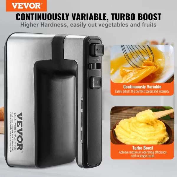 VEVOR Cordless Electric Hand Mixer Continuously Variable Electric Handheld Mixer Baking for Whipp Mixing Egg Cookie Cake Cream - Image 2