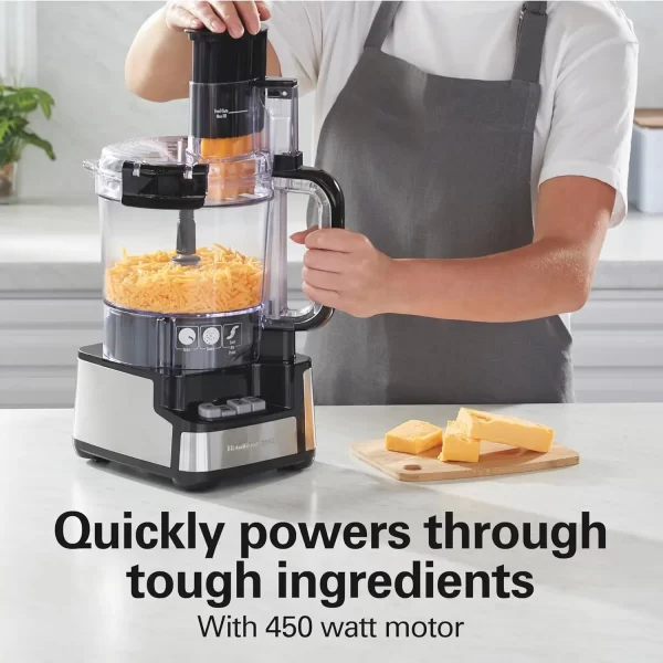 Food Processor and Vegetable Chopper, BPA Free, Stainless Steel Blades, 12 Cup Bowl, 2-Speed 450 Watt Motor, Black (70725A) - Image 6