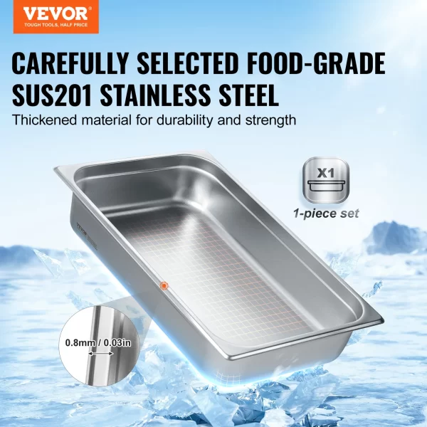 VEVOR 4 inch Buffet Chafing Dishes Gastronorm Pans Steam Table Pans Tray Stainless Steel Food Container for Party BBQ Baking - Image 2