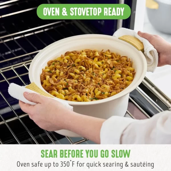 6 QT Ceramic Non Stick Slow Cooker, PFAS-Free Programmable Removable Pot for Family Meals, Sear on Stovetop Keep Warm, Digital - Image 5