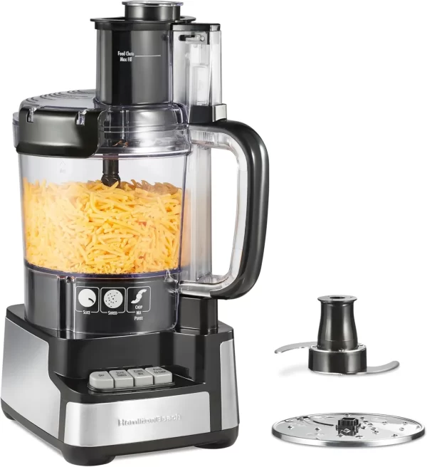 Food Processor and Vegetable Chopper, BPA Free, Stainless Steel Blades, 12 Cup Bowl, 2-Speed 450 Watt Motor, Black (70725A)