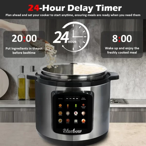 6.5 Quart Electric Pressure Cooker, 8-in-1 Multi Cooker Rice Cooker Slow Cooker Sauté Steamer, Stainless Steel - Image 4