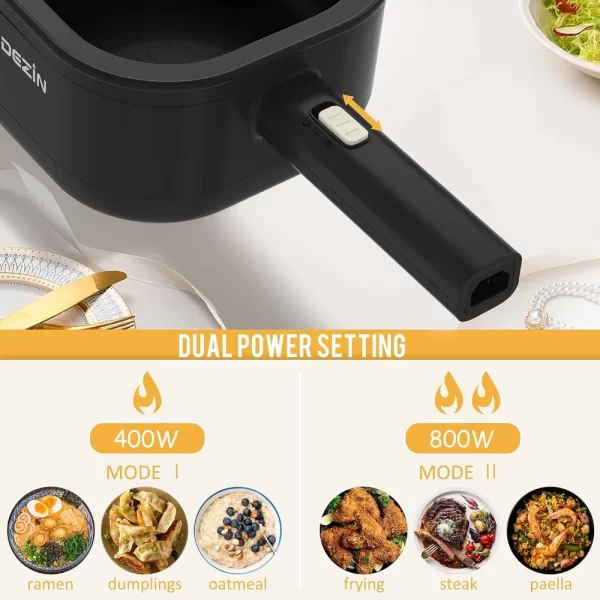 2L Electric Hot Pot with Steamer, Rapid 800W Non-Stick Ceramic Coating Dorm Cooking Pot, Plug in Electric Pan Cooker - Image 5