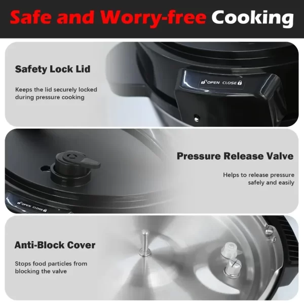 6.5 Quart Electric Pressure Cooker, 8-in-1 Multi Cooker Rice Cooker Slow Cooker Sauté Steamer, Stainless Steel - Image 6