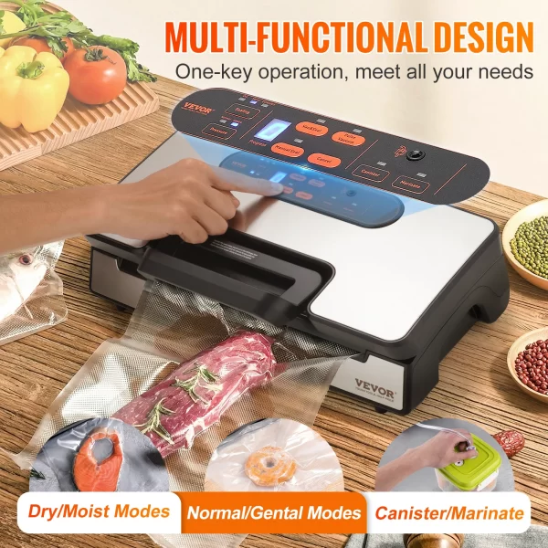 VEVOR 90Kpa 130W Vacuum Sealer Food Packaging Machine with Free 10pcs Vacuum bags for Household Kitchen Vacuum Food Sealing - Image 4