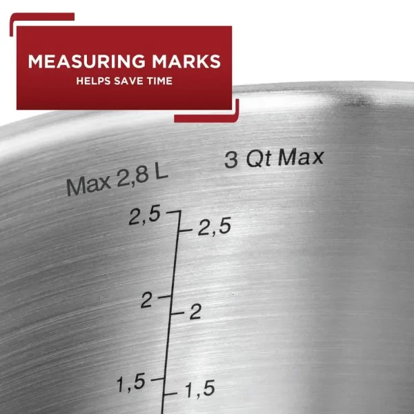 Stainless Steel 3qt Cook & Strain Saucepan Induction Compatible Measuring Marks Pour Spouts Riveted Handle Dishwasher Safe Oven - Image 4