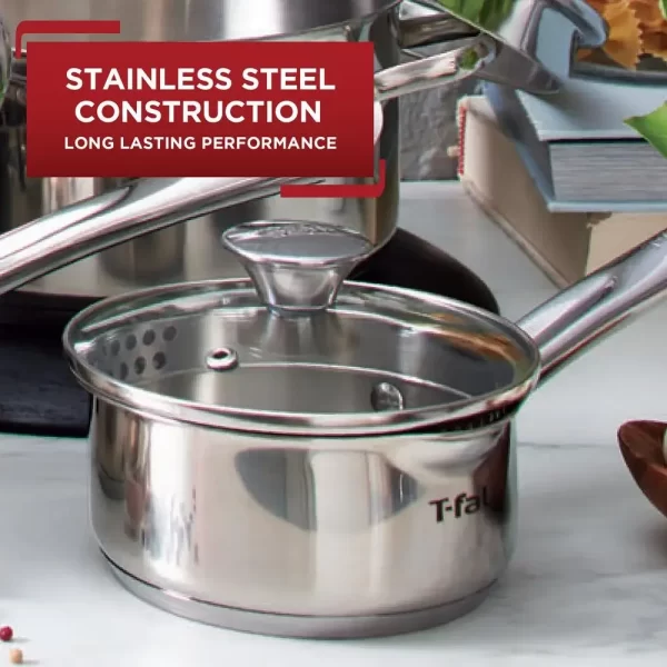 Stainless Steel 3qt Cook & Strain Saucepan Induction Compatible Measuring Marks Pour Spouts Riveted Handle Dishwasher Safe Oven - Image 2