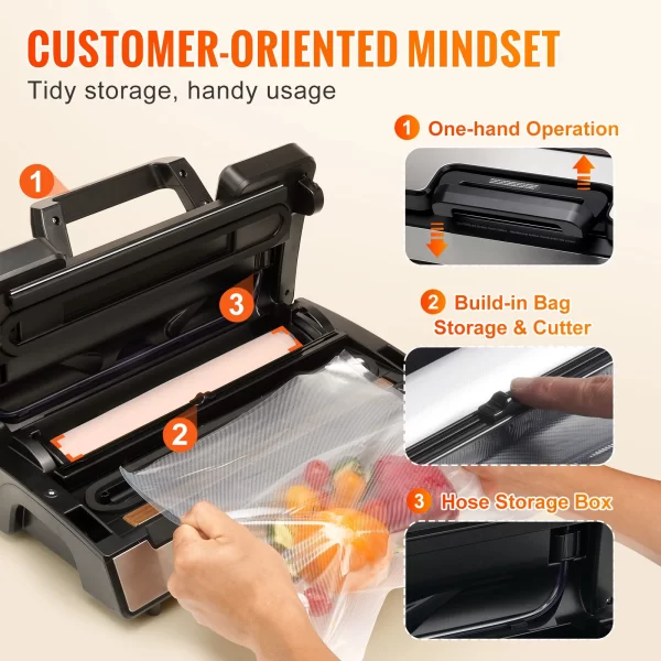 VEVOR 90Kpa 130W Vacuum Sealer Food Packaging Machine with Free 10pcs Vacuum bags for Household Kitchen Vacuum Food Sealing - Image 5